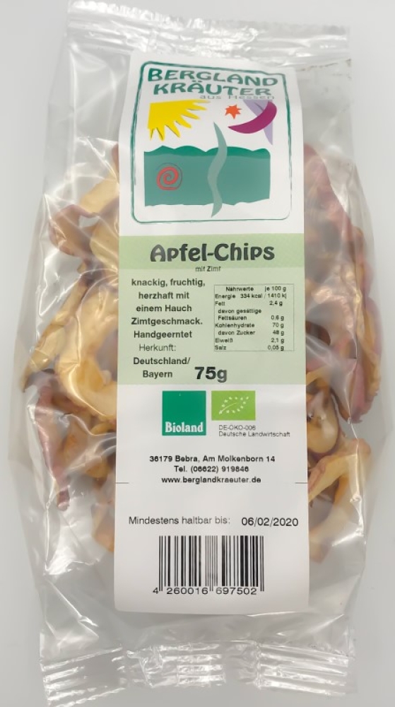 Apfel-Chips mit Zimt, 75 g